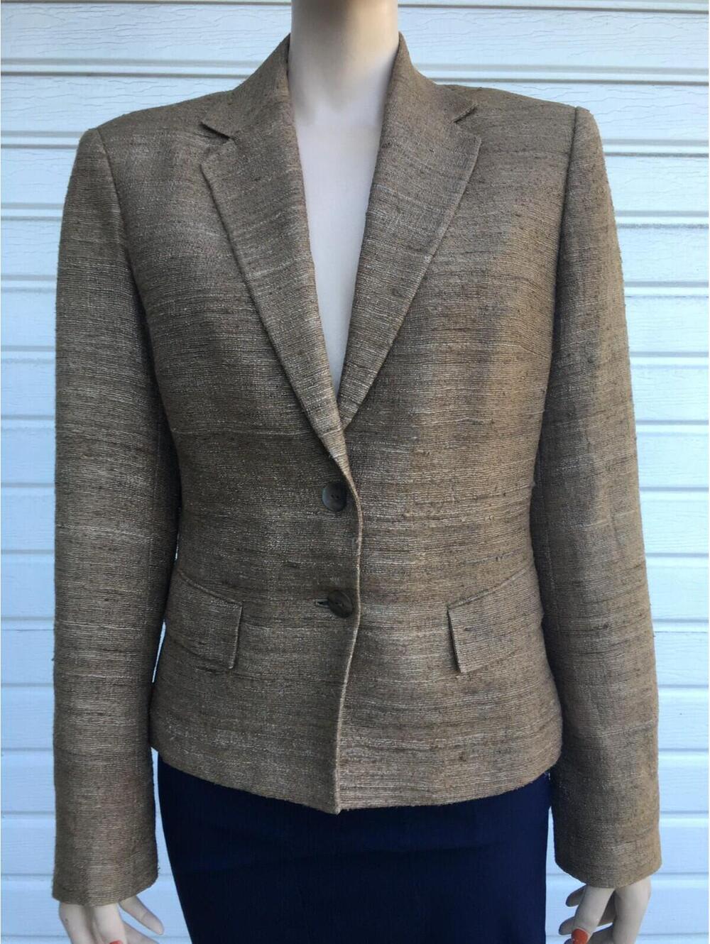 VTG Richard Tyler Couture 100% Silk Jacket Made in USA Taupe sz 8